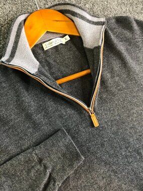 Collars & Co Pullover Sweater Mens XL Gray Australian Merino Wool 1/4 Zip